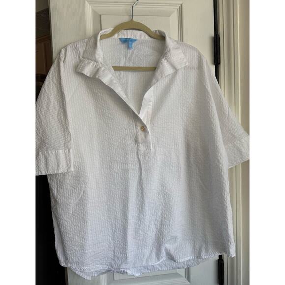 Draper James Logan White Shirting Stripe sz L - Picture 7 of 7